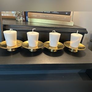 Lot of 4 brass pillar candle holders